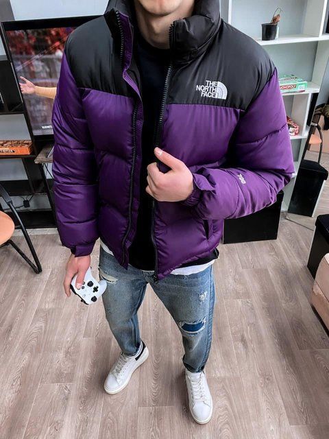 Мужская зимняя куртка The North Face 700 оверсайз фиолетовая Пуховик ТНФ Armo-TN3 фото