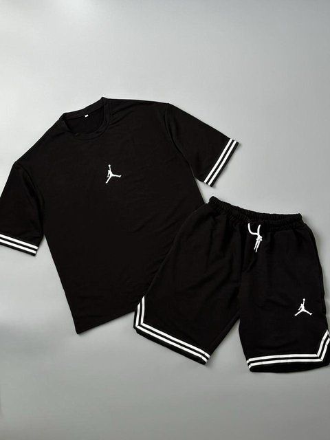 Чоловічий літній костюм Air Jordan Футболка Шорти бавовняний чорний Джордан Will-0064 фото