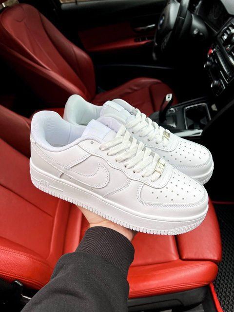 Мужские кроссовки Nike Air Force белые кеды Найк Аир Форс кожаные Скр-N084403-ТА фото