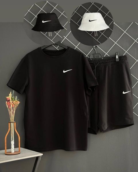 Мужской летний костюм Nike Футболка Шорты черный комплект Найк Intr-8943129812 фото