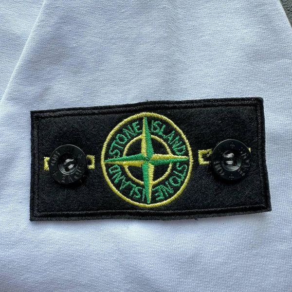Чоловічий спортивний костюм Stone Island без капюшона білий з синім Комплект Стон Айленд Світшот Штани Хар-119 фото