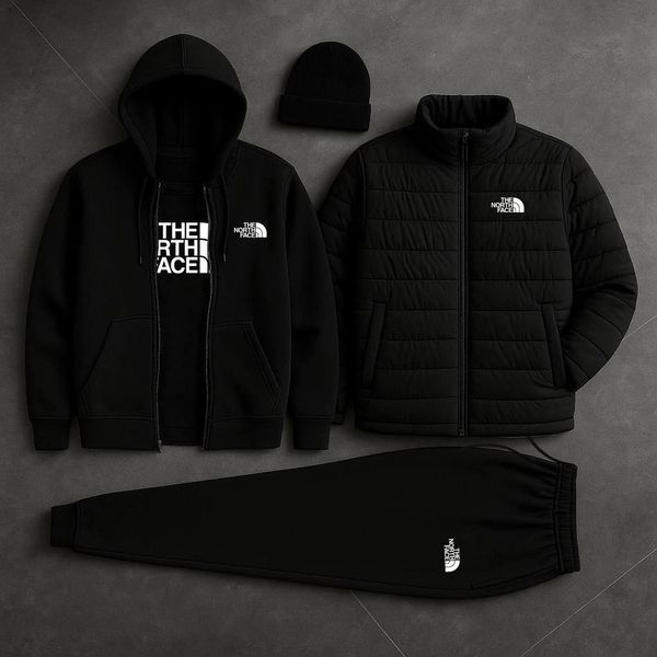 Мужской спортивный костюм The North Face 5в1 Комплект ТНФ Кофта Штаны Куртка Футболка Шапка Hot-20 фото