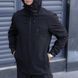 Мужская куртка из Soft Shell с капюшоном черная Ветровка на флисе демисезонная Pobed-Matrix фото 9