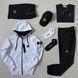 Чоловічий спортивний костюм Stone Island 7в1 білий з чорним Набор Стон Айленд Костюм Футболка Шорти Кепка Хар-536 фото 1