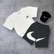 Мужской летний костюм Nike Футболка Шорты Кепка черный с серым Комплект Найк Will-N0113 фото 3