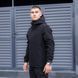 Мужская куртка из Soft Shell с капюшоном черная Ветровка на флисе демисезонная Pobed-Matrix фото 4