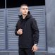 Мужская куртка из Soft Shell с капюшоном черная Ветровка на флисе демисезонная Pobed-Matrix фото 2