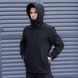 Мужская куртка из Soft Shell с капюшоном черная Ветровка на флисе демисезонная Pobed-Matrix фото 5