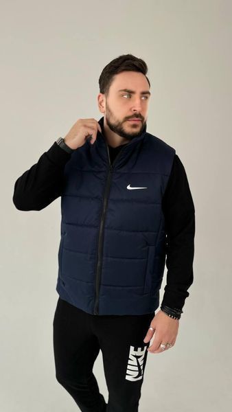 Мужская жилетка Nike без капюшона синяя Безрукавка Найк из плащевки univer-100 фото
