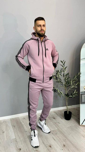 Мужской зимний спортивный костюм Adidas сиреневый Комплект Адидас с капюшоном Univer-81 фото