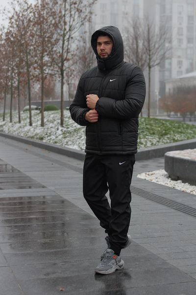 Мужская зимняя куртка Nike черная Пуховик Найк с капюшоном Intr-1591263676 фото