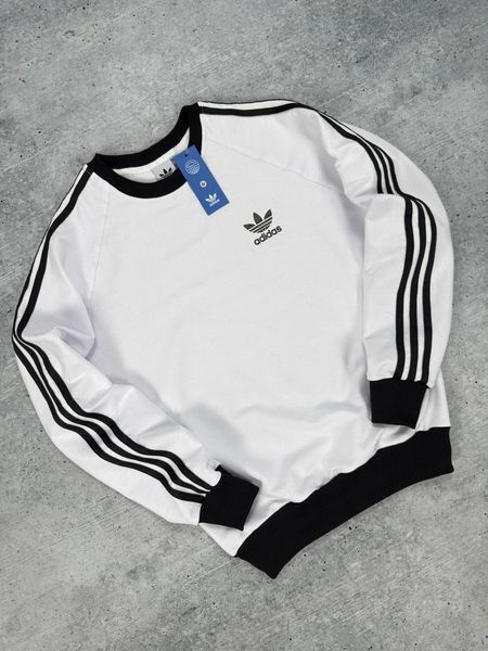 Чоловічий світшот Adidas з лампасами білий Кофта Адідас без капюшона Хар-590 фото