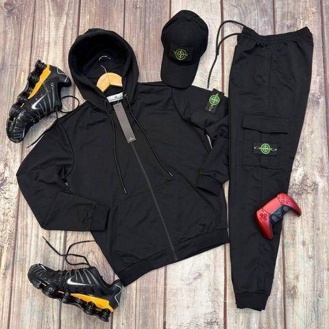 Чоловічий спортивний костюм Stone Island чорний Хар-988 (коп2) фото