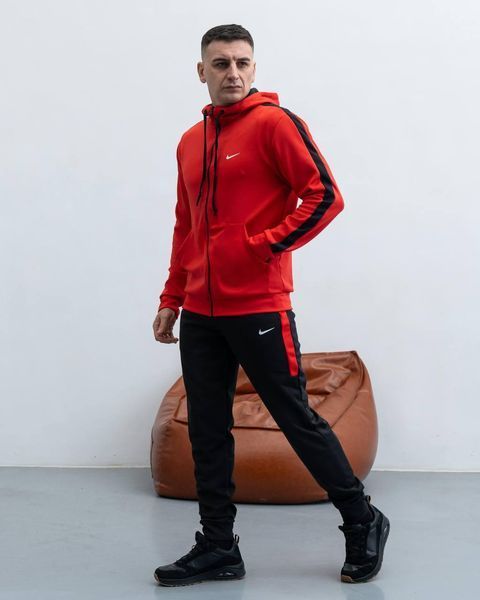 Мужской спортивный костюм Nike с лампасами красный Комплект Найк Кофта на змейке Штаны из дайвинга Sta-273 фото
