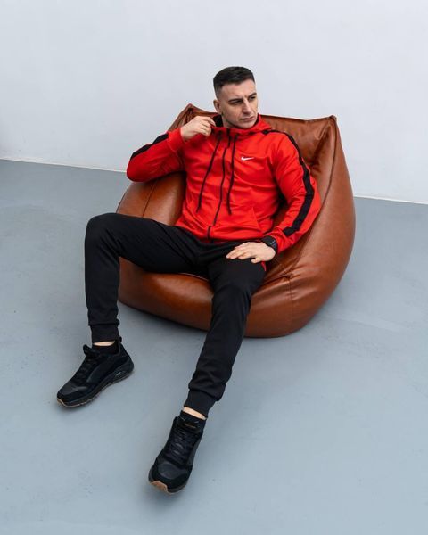 Мужской спортивный костюм Nike с лампасами красный Комплект Найк Кофта на змейке Штаны из дайвинга Sta-273 фото