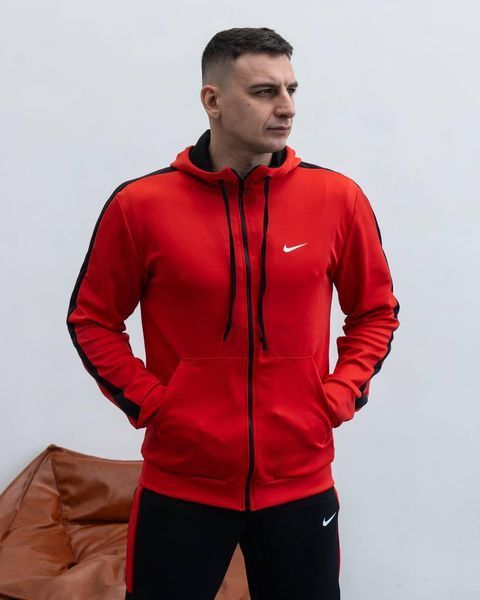 Мужской спортивный костюм Nike с лампасами красный Комплект Найк Кофта на змейке Штаны из дайвинга Sta-273 фото