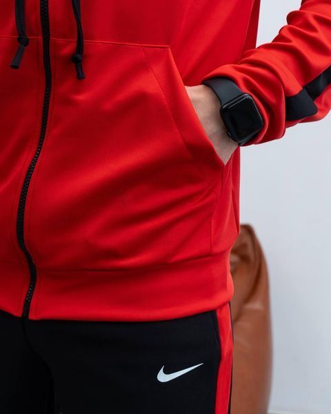 Мужской спортивный костюм Nike с лампасами красный Комплект Найк Кофта на змейке Штаны из дайвинга Sta-273 фото