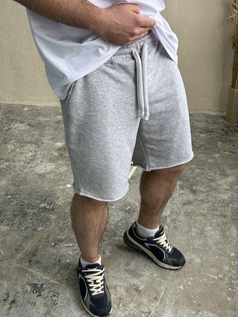Мужские шорты с рваными швами серые Rap-RD365 фото