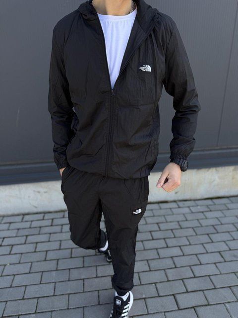 Мужской спортивный костюм The North Face из плащевки черный Комплект ТНФ с капюшоном Pav-43 фото