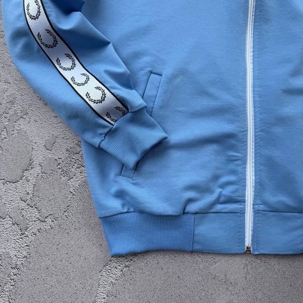 Чоловіча олімпійка Fred Perry з лампасами блакитна Кофта Фред Пері на блискавці без капюшона Хар-749 фото