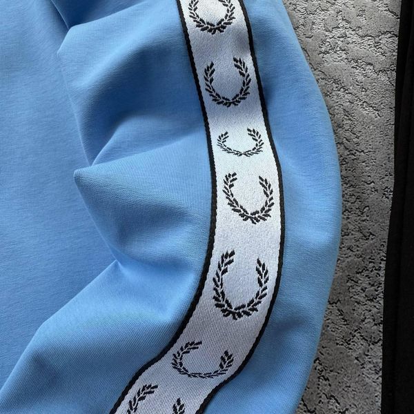 Чоловіча олімпійка Fred Perry з лампасами блакитна Кофта Фред Пері на блискавці без капюшона Хар-749 фото