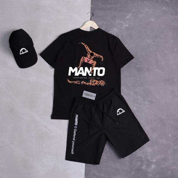 Мужской летний костюм Manto Stomp Футболка Шорты Кепка белый Комплект Манто Ads-293 фото