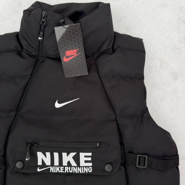 Мужская жилетка Nike без капюшона из плащевки черная Безрукавка Найк демисезонная Хар-124 фото