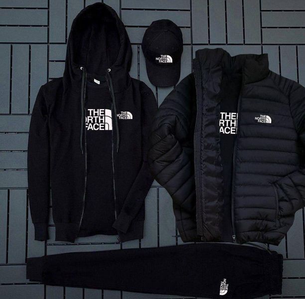 Чоловічий спортивний костюм The North Face 5в1 Комплект ТНФ Штани Куртка Футболка Кепка Hot-20 1 фото