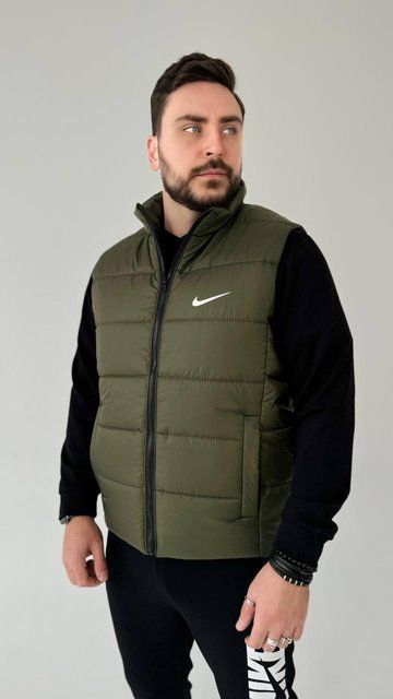 Мужская жилетка Nike без капюшона хаки Безрукавка Найк из плащевки univer-99 фото