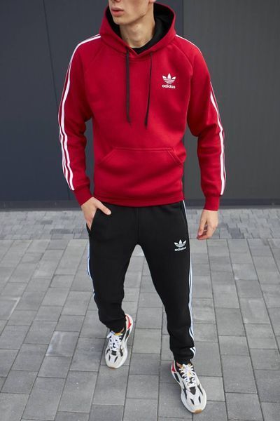 Мужской зимний спортивный костюм Adidas хаки с черным Комплект Адидас Худи Штаны Хар-281 фото