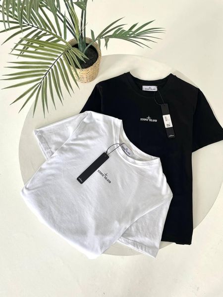Чоловіча футболка Stone Island бавовняна біла Теніска Стон Айленд Гла-96 фото