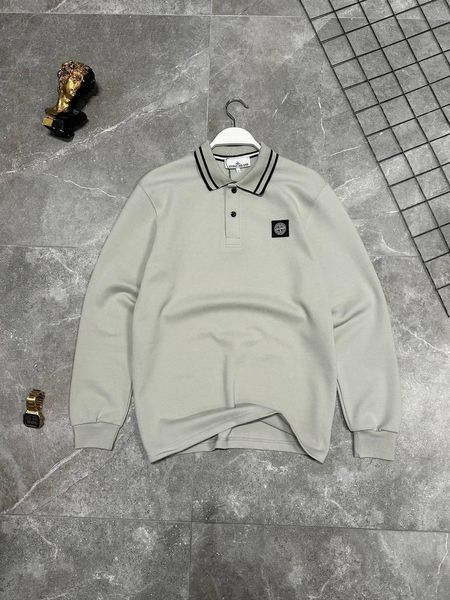 Мужской свитер Stone Island с воротником серый Кофта Стон Айленд без капюшона моло-NX51 фото