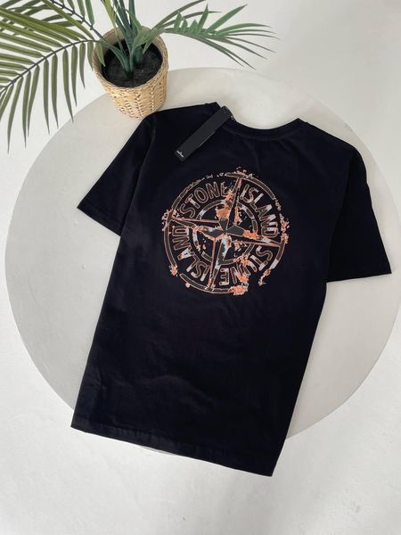 Чоловіча футболка Stone Island бавовняна біла Теніска Стон Айленд Гла-96 фото