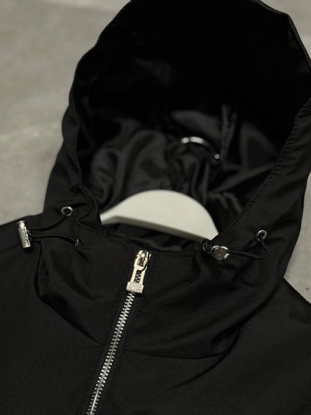 Чоловіча ветровка Stone Island з патчем чорна Куртка Стон Айленд з плащової тканини Моло-SN100 фото