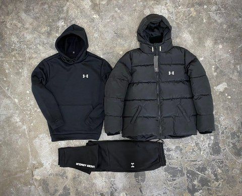 Мужской зимний спортивный костюм Under Armour 3в1 черный Комплект Андер Армор Костюм Куртка Rap-RD031/RD033/RD283 фото