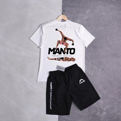 Мужской летний костюм Manto Stomp Футболка Шорты белый Комплект Манто Ads-292 фото