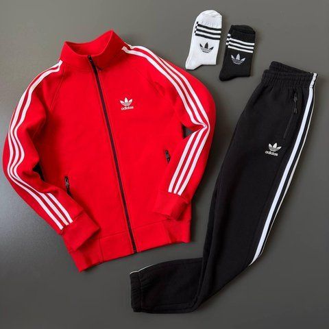 Мужской зимний спортивный костюм Adidas красный Хар-304 (коп1) фото