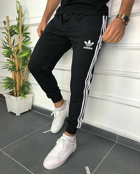 Мужские спортивные штаны Adidas черные Брюки Адидас с манжетами Мой-93/Хар фото