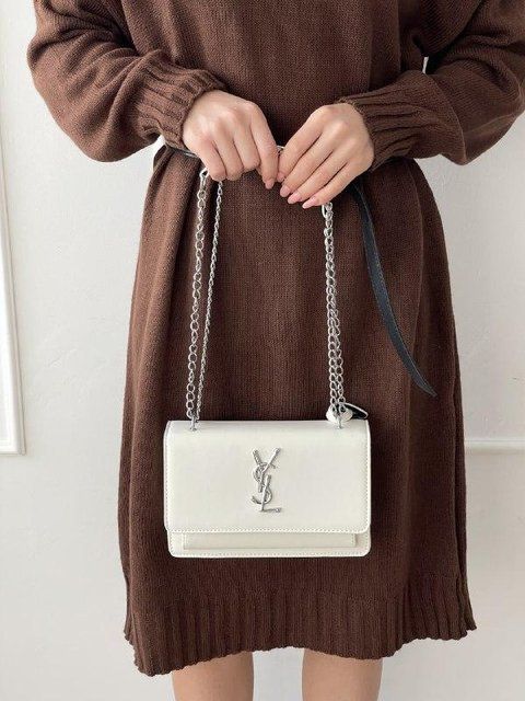 Жіноча сумка крос-боді Saint Laurent маленька біла Any-20327-3 фото