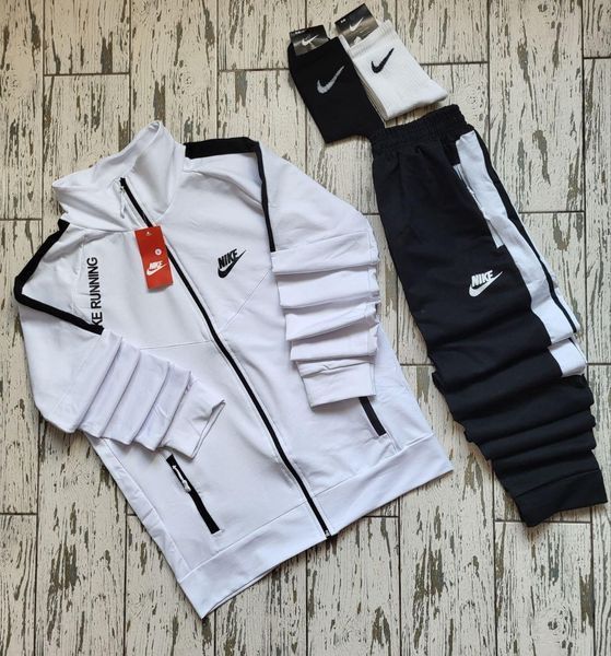 Чоловічий спортивний костюм Nike синій Комплект Найк Кофта на змійці Штани без капюшона Seas-16 фото