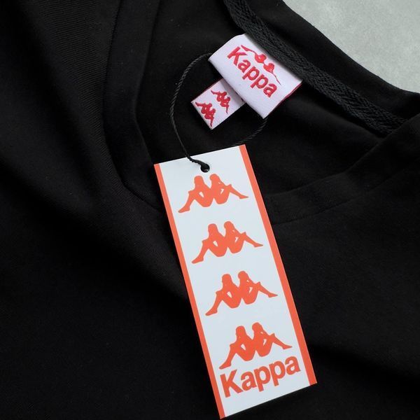 Мужской летний костюм Kappa Футболка Шорты черный с лампасами Комплект Каппа Хар-428 фото