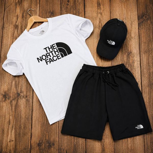 Мужской летний костюм The North Face белый Комплект футболка и шорты Зе Норд Фейс 	 Sta-230 фото