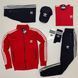 Мужской спортивный костюм Adidas 7в1 черный с красным Набор Адидас Кофта Штаны Шорты Кепка Хар-44 фото 1