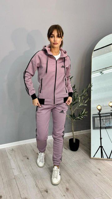 Женский зимний спортивный костюм Adidas сиреневый Комплект Адидас с капюшоном Univer-82 фото