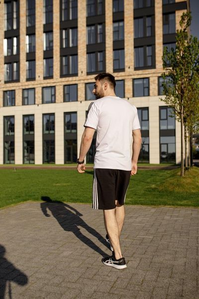 Чоловічий літній костюм Adidas Футболка Шорти чорно-білий Адідас Хар-866 (коп2) фото