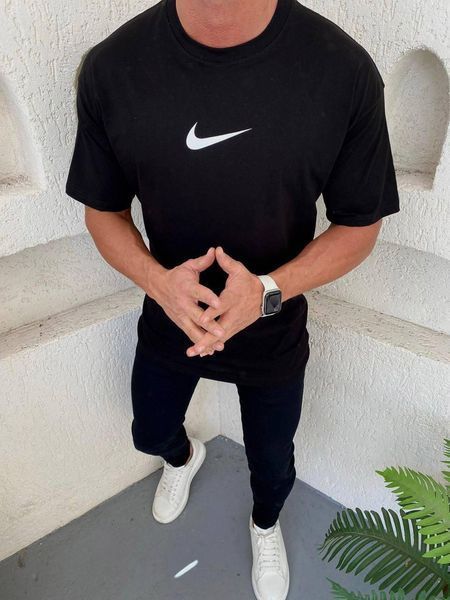 Чоловіча оверсайз футболка Nike Off-White чорна з зеленим Теніска Найк Офф-Вайт Моло-4050 фото