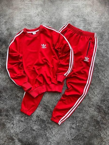 Чоловічий спортивний костюм Adidas Світшот + Штани червоний Pav-173 фото