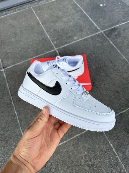 Чоловічі кросівки Nike Air Force Low White білі з чорним Найк Еір Форс шкіряні Скр-FL020403-ТА (коп1) фото