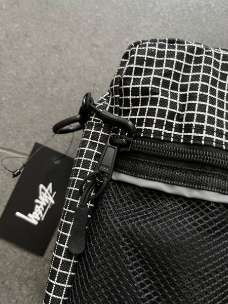 Мессенджер Stussy текстильный черный с белым Сумка через плечо Стуси водонепроницаемая Cap-0121 фото