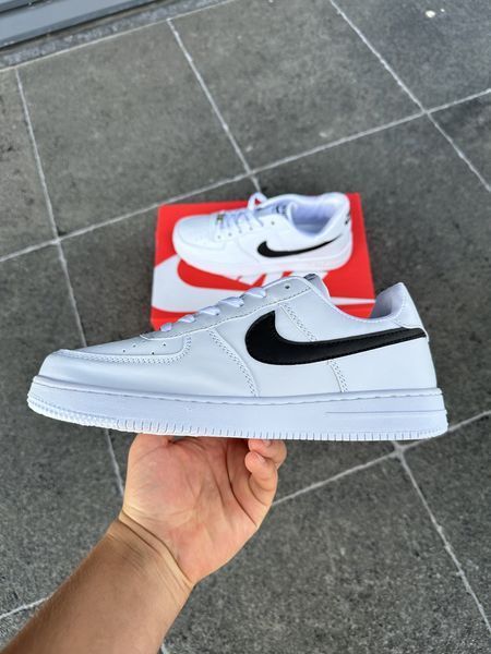 Чоловічі кросівки Nike Air Force Low White білі з чорним Найк Еір Форс шкіряні Скр-FL020403-ТА (коп1) фото